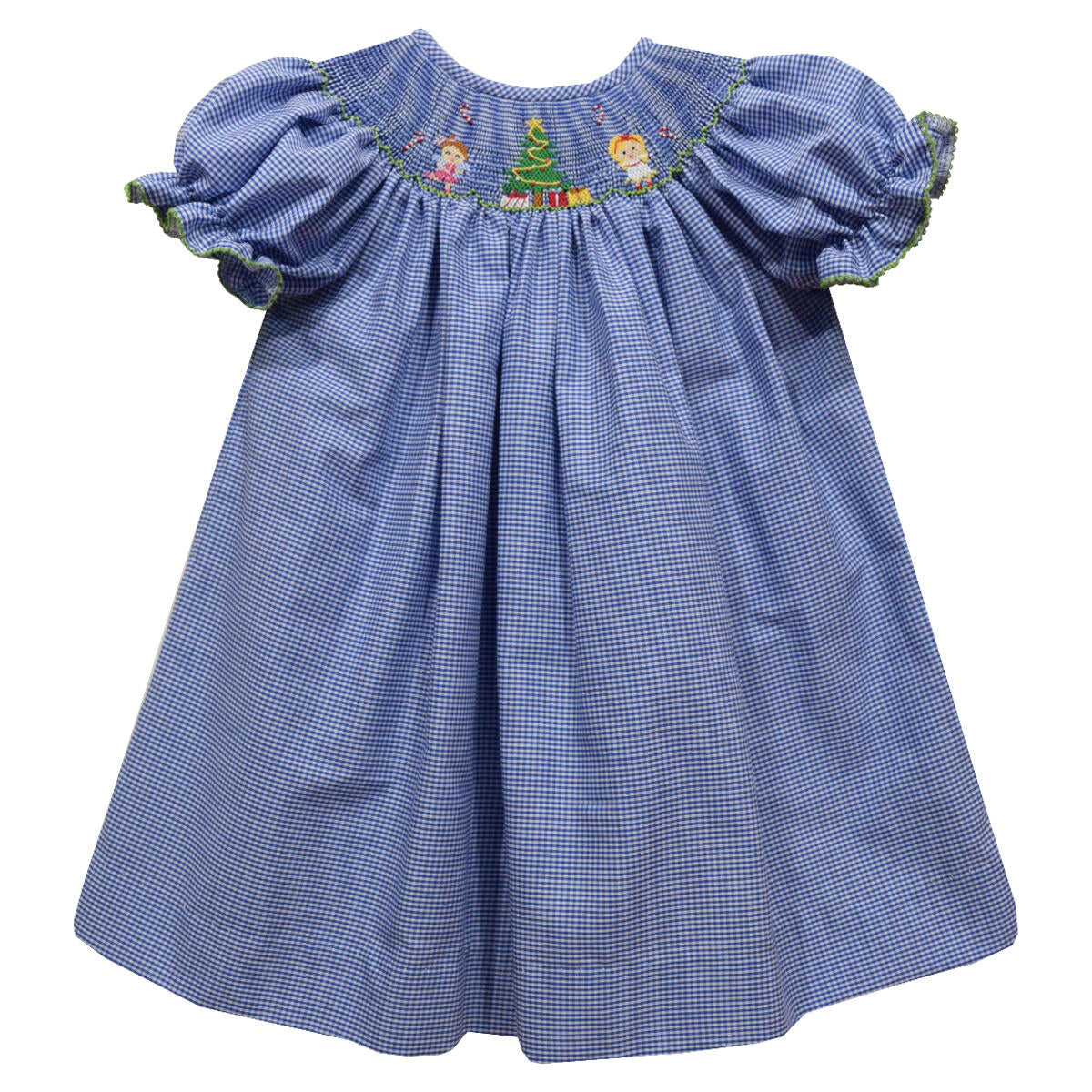 Nutcracker Smocked Royal Gingham Short Sleeve Girls Bishop