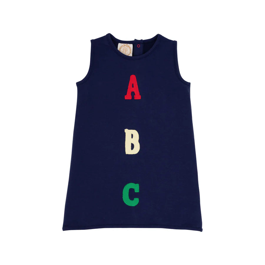 Annie Apron Dress - Nantucket Navy With ABC Applique