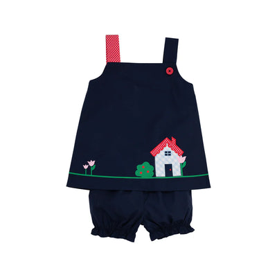 Jillian Jumper Set - Nantucket Navy With House Applique