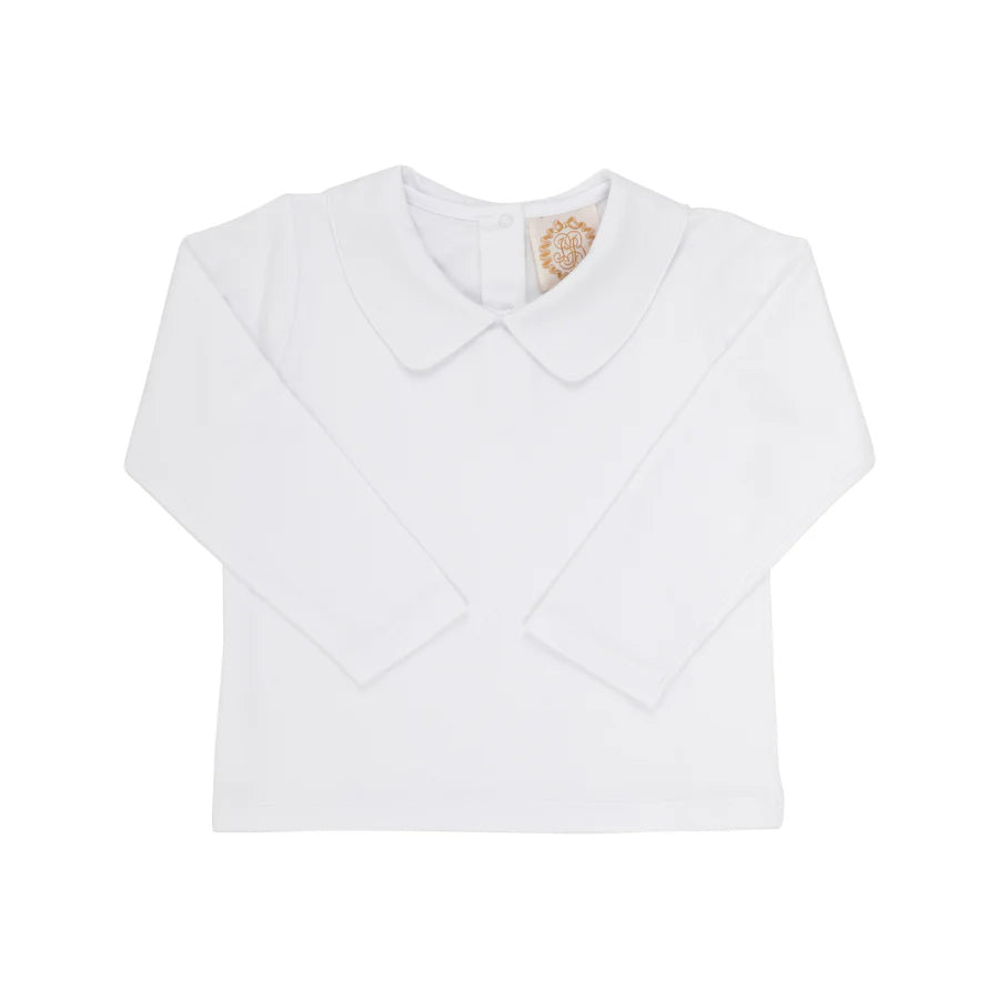 Peter Pan Collar Shirt (Long Sleeve Pima) - Worth Avenue White