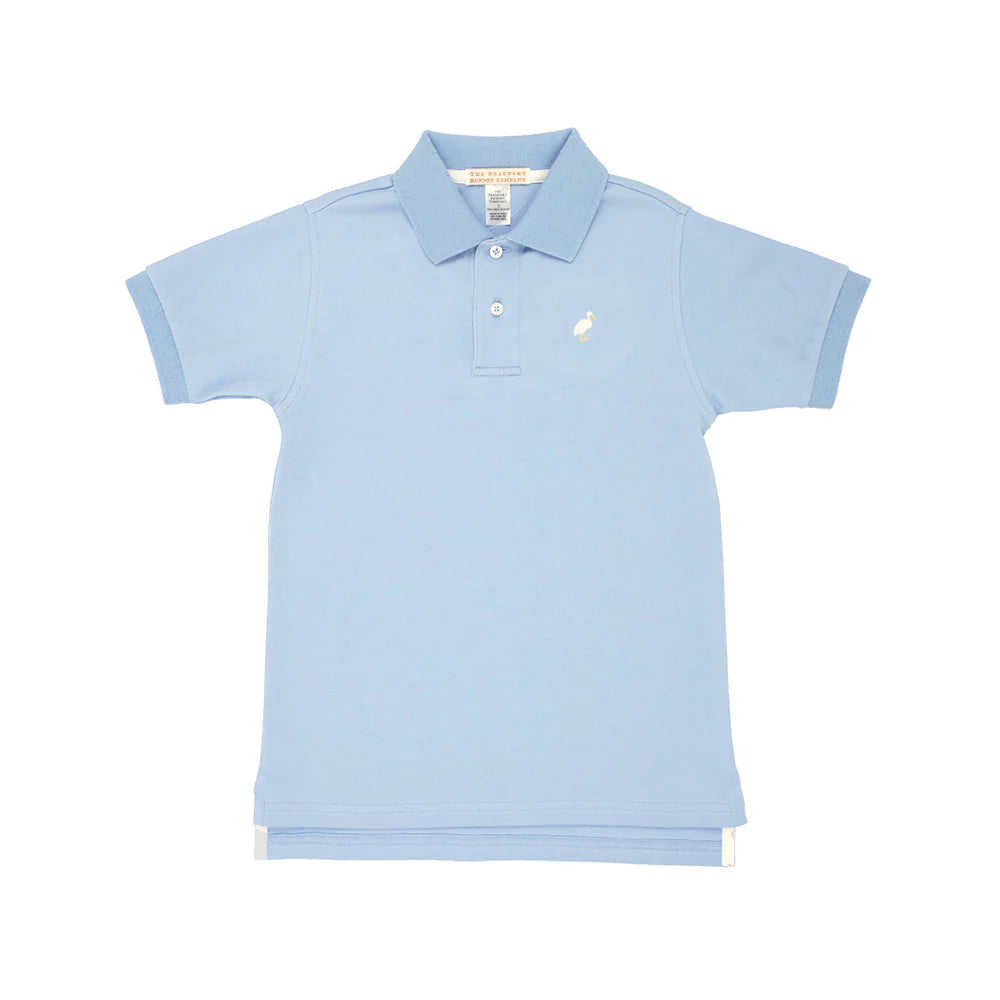 Prim & Proper Polo - Beale Street Blue with Multicolor Stork