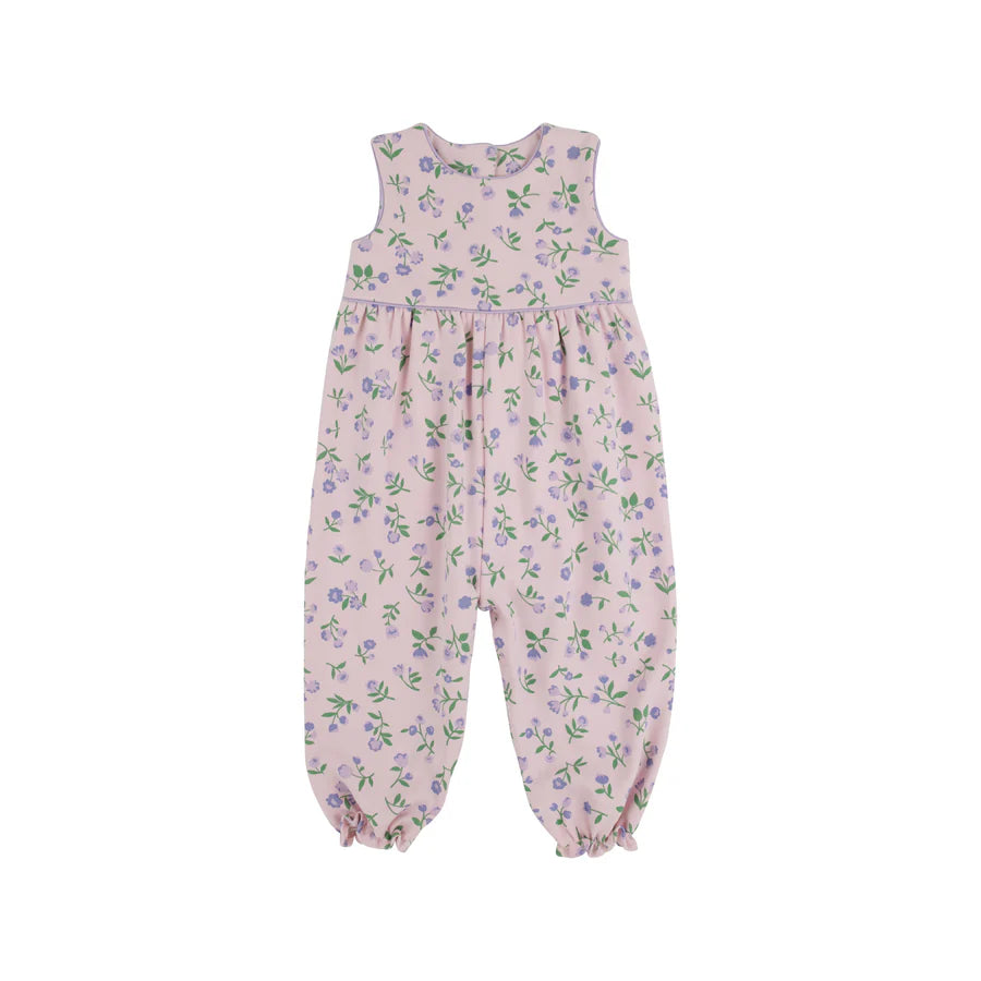 Sleeveless Rebecca Romper - Tuxedo Park Tulips with Lauderdale Lavender