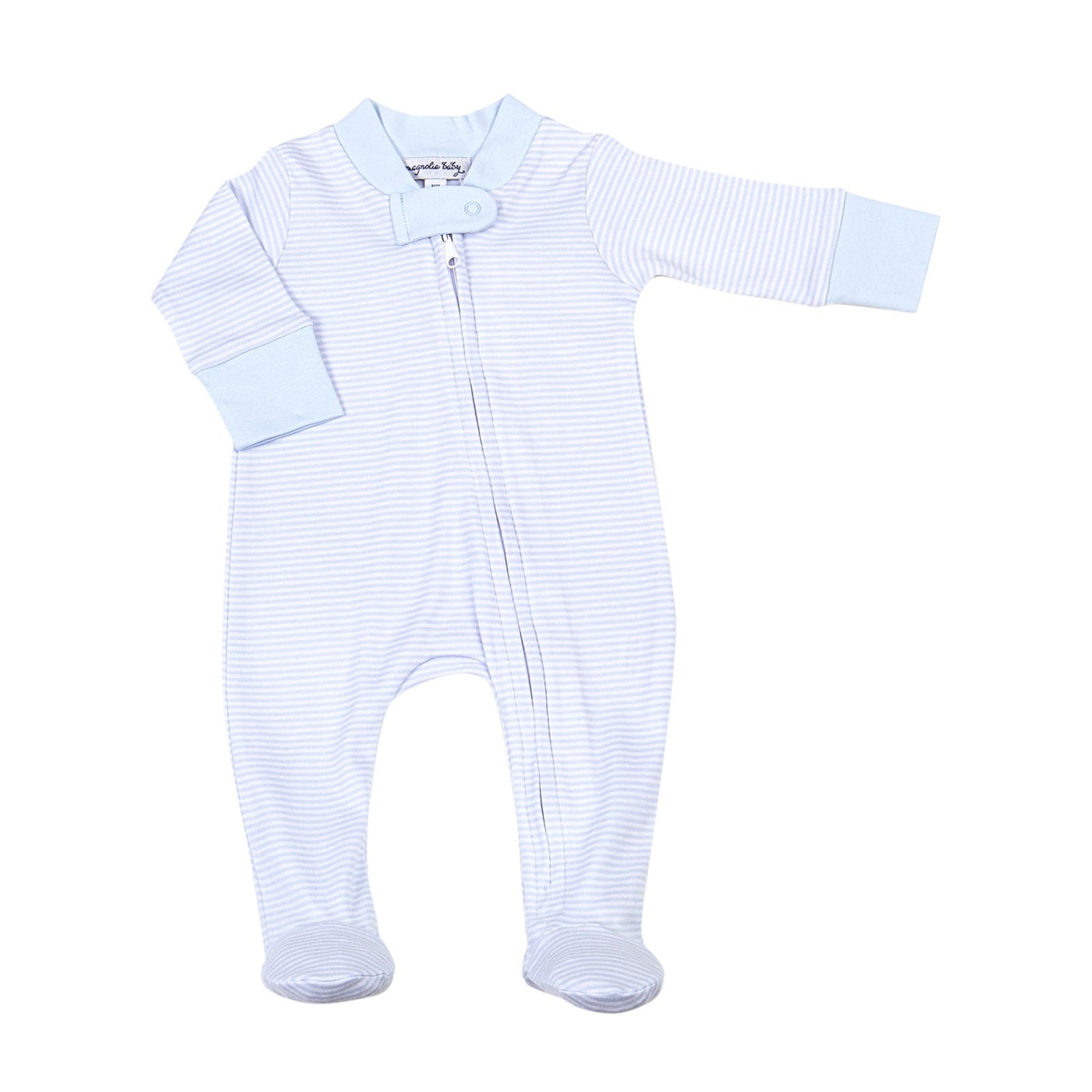 Mini Stripes Zip Footie - Blue