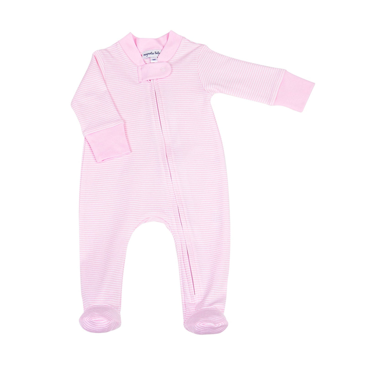 Mini Stripes Zip Footie - Pink