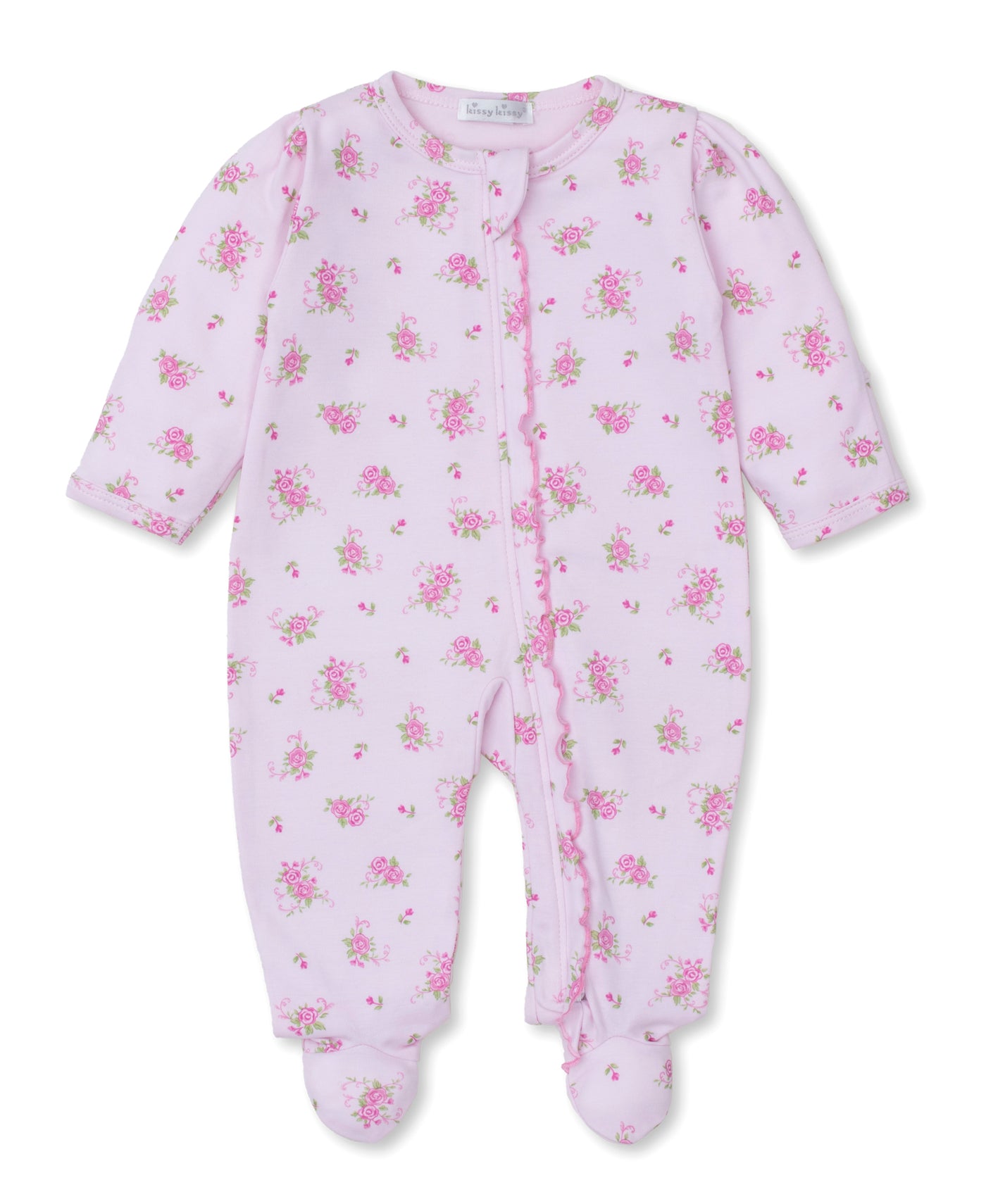 Pink Rose Scrolls Footie w/ Zip