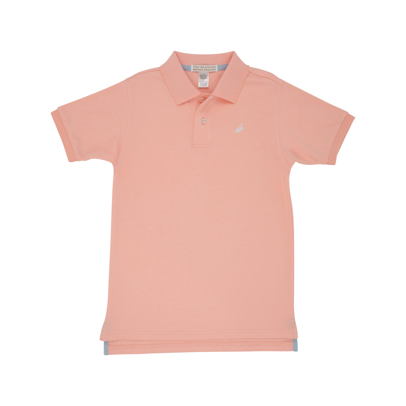 Prim & Proper Polo - Pompano Peach with Multicolor Stork